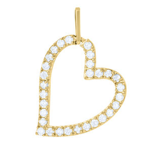 10kt 10k Yellow Gold Women Cubic Zirconia Open Heart Charm Pendant